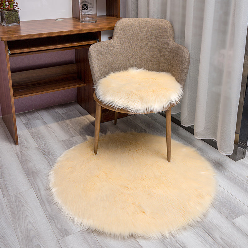 Contemporary Room Decoration Rug Multi Color Plain Carpet Faux Fur Anti-Slip Backing Pet Friendly Rug Beige Clearhalo 'Area Rug' 'Casual' 'Rugs' Rug' 2208354