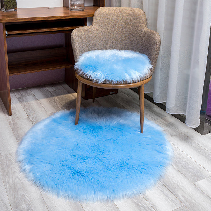Contemporary Room Decoration Rug Multi Color Plain Carpet Faux Fur Anti-Slip Backing Pet Friendly Rug Light Blue Clearhalo 'Area Rug' 'Casual' 'Rugs' Rug' 2208358
