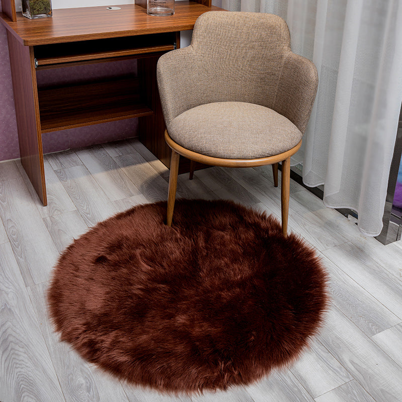 Contemporary Room Decoration Rug Multi Color Plain Carpet Faux Fur Anti-Slip Backing Pet Friendly Rug Dark Brown Clearhalo 'Area Rug' 'Casual' 'Rugs' Rug' 2208364
