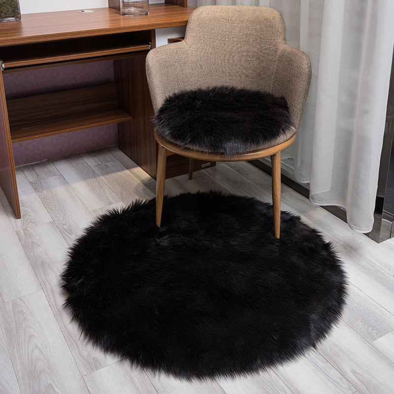 Contemporary Room Decoration Rug Multi Color Plain Carpet Faux Fur Anti-Slip Backing Pet Friendly Rug Black Clearhalo 'Area Rug' 'Casual' 'Rugs' Rug' 2208365