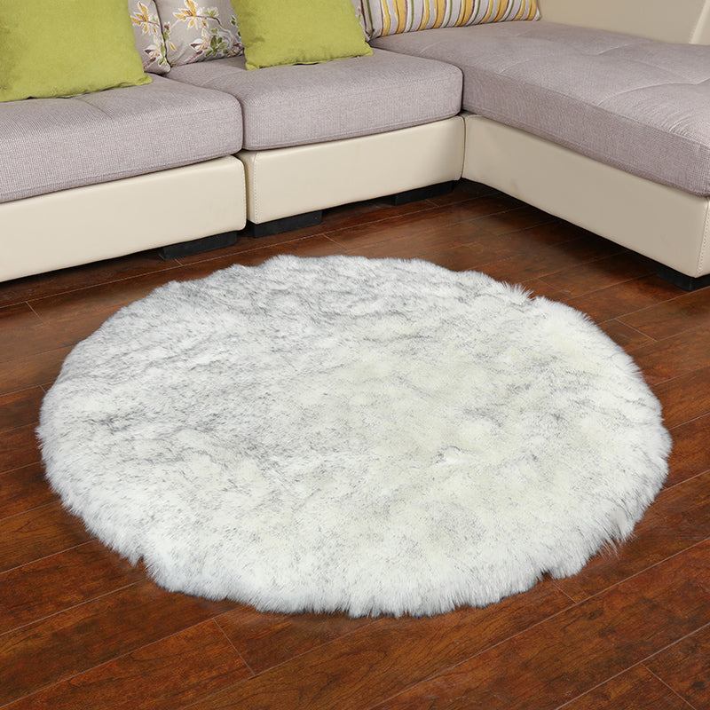 Multi-Color Casual Rug Faux Wool Solid Color Area Carpet Non-Slip Backing Easy Care Rug for Decoration White-Gray Clearhalo 'Area Rug' 'Casual' 'Rugs' Rug' 2208380