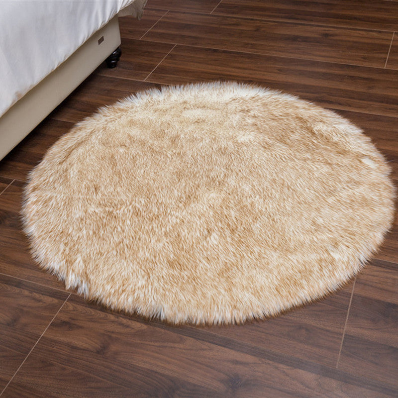 Multi-Color Casual Rug Faux Wool Solid Color Area Carpet Non-Slip Backing Easy Care Rug for Decoration White-Gold Clearhalo 'Area Rug' 'Casual' 'Rugs' Rug' 2208384