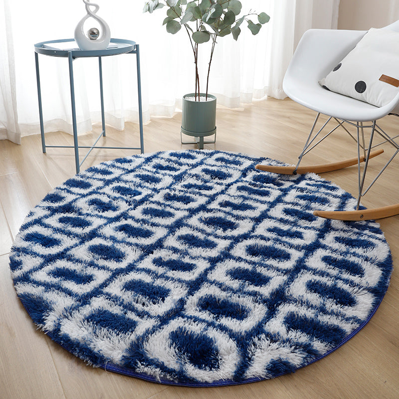Casual Home Decor Rug Multi-Colored Tie Dye Pattern Carpet Faux Wool Washable Anti-Slip Backing Rug Dark Blue-White Clearhalo 'Area Rug' 'Casual' 'Rugs' Rug' 2208451