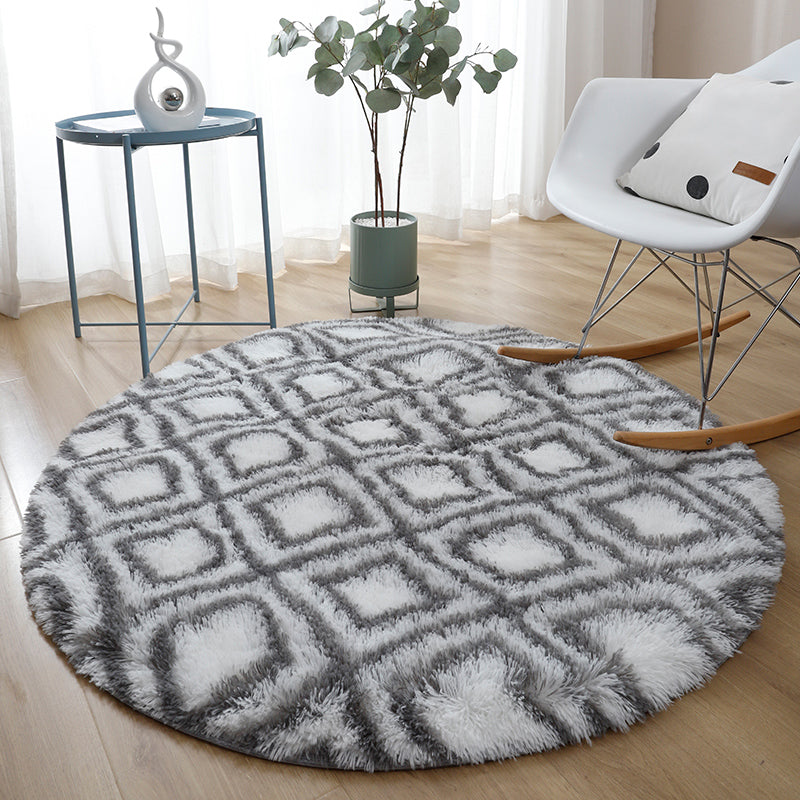 Casual Home Decor Rug Multi-Colored Tie Dye Pattern Carpet Faux Wool Washable Anti-Slip Backing Rug White-Gray Clearhalo 'Area Rug' 'Casual' 'Rugs' Rug' 2208459