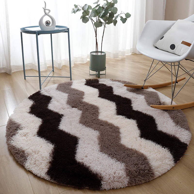 Casual Home Decor Rug Multi-Colored Tie Dye Pattern Carpet Faux Wool Washable Anti-Slip Backing Rug Black-Brown Clearhalo 'Area Rug' 'Casual' 'Rugs' Rug' 2208464