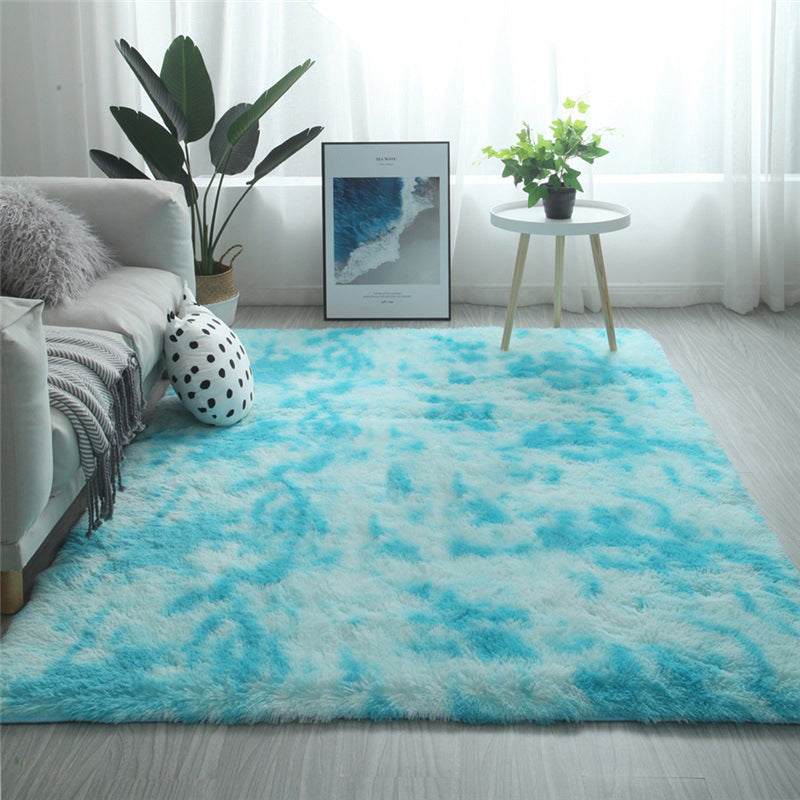 Multi-Colored Simplicity Rug Faux Fur Tie Dye Patterned Carpet Anti-Slip Backing Machine Washable Rug for Room Sky Blue Clearhalo 'Area Rug' 'Casual' 'Rugs' Rug' 2208514