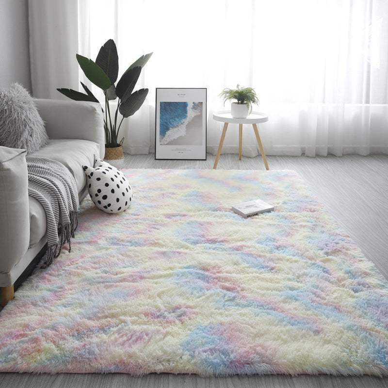 Multi-Colored Simplicity Rug Faux Fur Tie Dye Patterned Carpet Anti-Slip Backing Machine Washable Rug for Room Pink-Yellow Clearhalo 'Area Rug' 'Casual' 'Rugs' Rug' 2208518