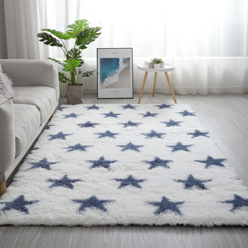 Multi-Colored Simplicity Rug Faux Fur Tie Dye Patterned Carpet Anti-Slip Backing Machine Washable Rug for Room White-Blue Clearhalo 'Area Rug' 'Casual' 'Rugs' Rug' 2208524