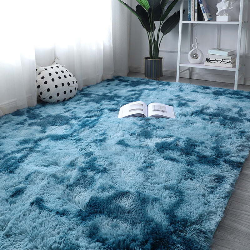 Multi Color Bedroom Rug Comfort Tie Dye Printed Indoor Rug Faux Wool Non-Slip Backing Pet Friendly Rug Peacock Blue Clearhalo 'Area Rug' 'Casual' 'Rugs' Rug' 2208553