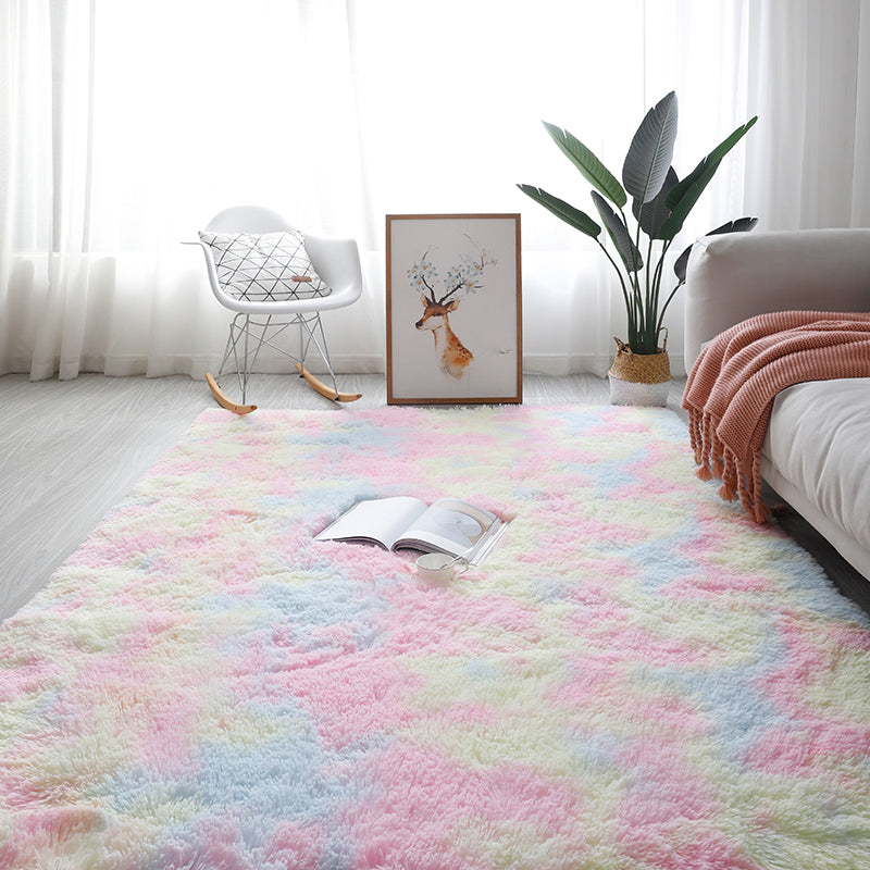 Multi Color Bedroom Rug Comfort Tie Dye Printed Indoor Rug Faux Wool Non-Slip Backing Pet Friendly Rug Pink-Yellow Clearhalo 'Area Rug' 'Casual' 'Rugs' Rug' 2208560