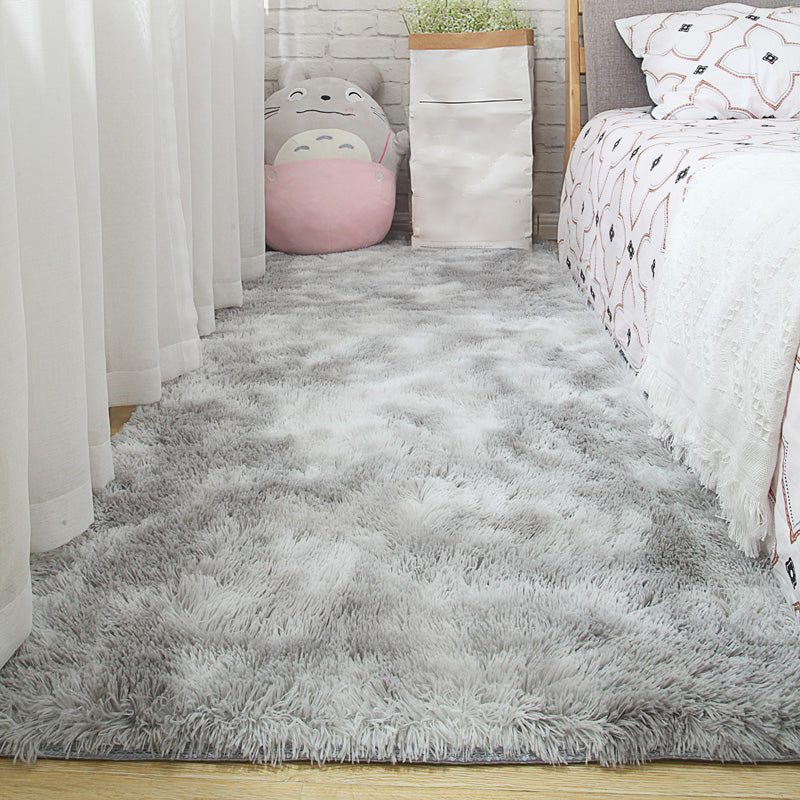 Calming Decoration Rug Multi Color Tie Dyed Pattern Area Rug Faux Fur Machine Washable Anti-Slip Backing Carpet Silver Gray Clearhalo 'Area Rug' 'Casual' 'Rugs' Rug' 2208588