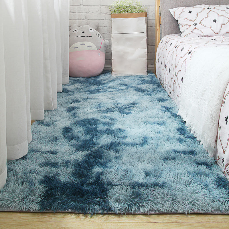 Calming Decoration Rug Multi Color Tie Dyed Pattern Area Rug Faux Fur Machine Washable Anti-Slip Backing Carpet Peacock Blue Clearhalo 'Area Rug' 'Casual' 'Rugs' Rug' 2208594