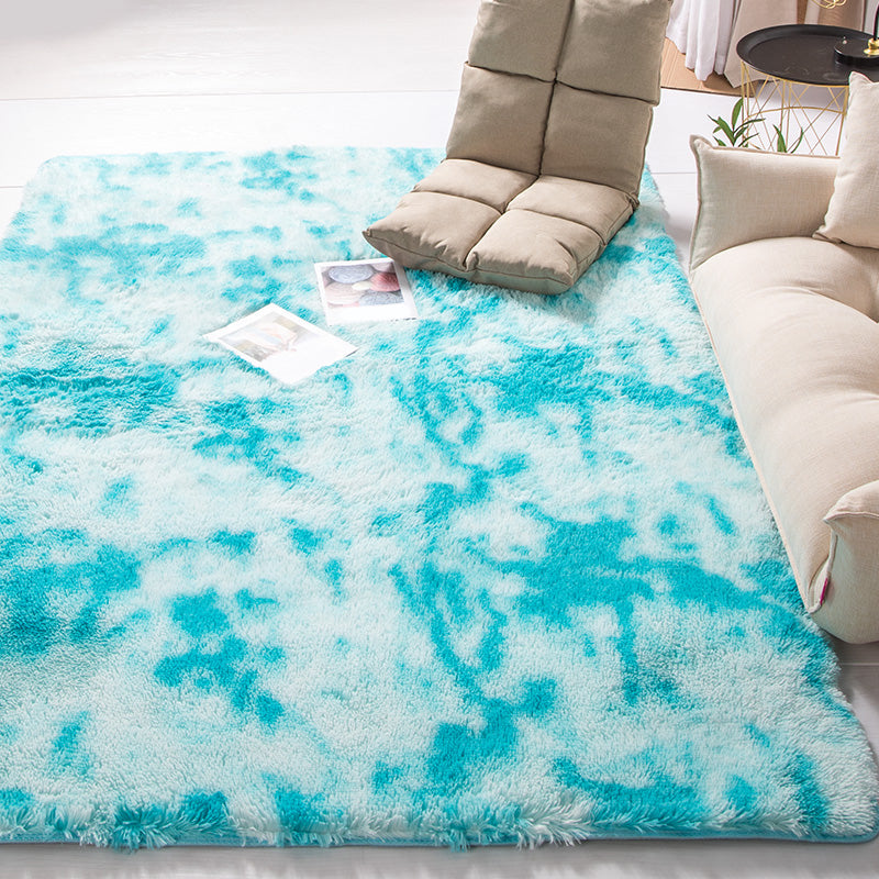 Calming Decoration Rug Multi Color Tie Dyed Pattern Area Rug Faux Fur Machine Washable Anti-Slip Backing Carpet Sky Blue Clearhalo 'Area Rug' 'Casual' 'Rugs' Rug' 2208595