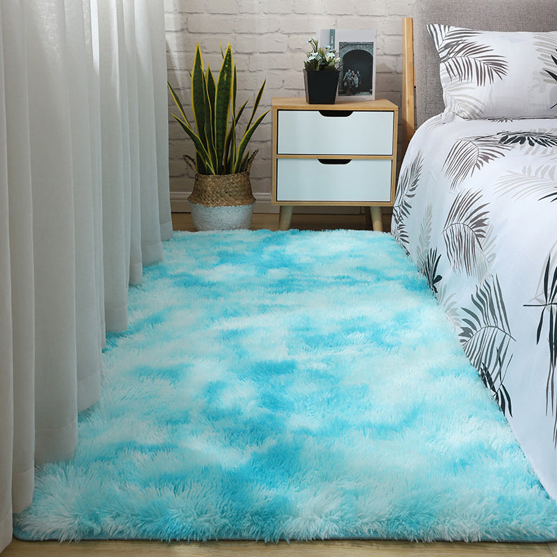 Simple Tie-Dye Print Rug Multi Colored Nordic Area Carpet Faux Wool Anti-Slip Backing Washable Rug for Bedroom Light Blue Clearhalo 'Area Rug' 'Casual' 'Rugs' Rug' 2208599