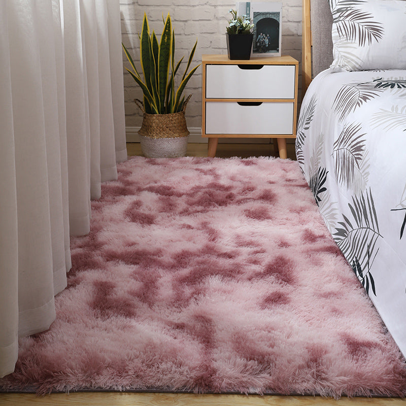 Simple Tie-Dye Print Rug Multi Colored Nordic Area Carpet Faux Wool Anti-Slip Backing Washable Rug for Bedroom Purple-Pink Clearhalo 'Area Rug' 'Casual' 'Rugs' Rug' 2208608