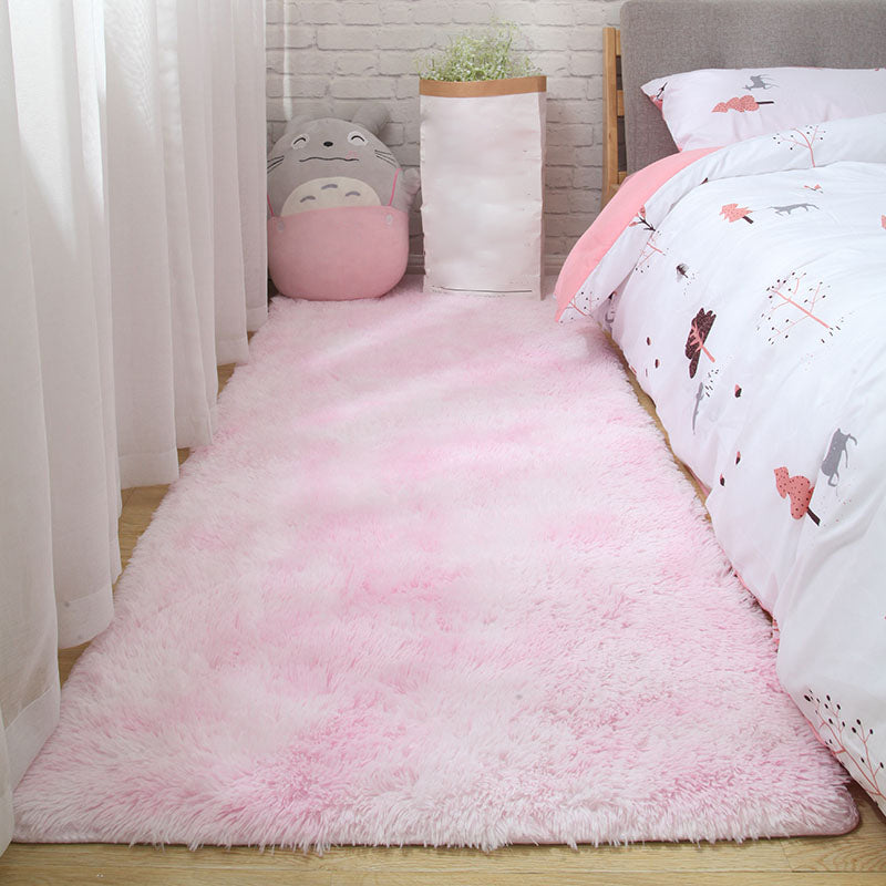 Western Plain Rug Multi-Colored Faux Wool Indoor Rug Washable Anti-Slip Backing Area Carpet for Bedroom Light Pink Clearhalo 'Area Rug' 'Casual' 'Rugs' Rug' 2208671