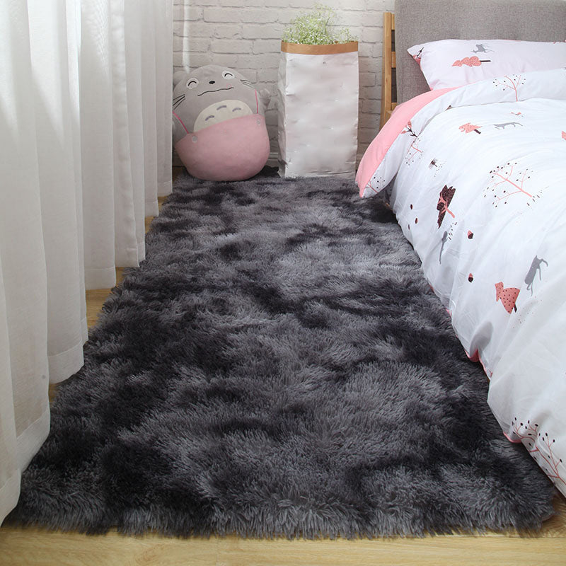 Western Plain Rug Multi-Colored Faux Wool Indoor Rug Washable Anti-Slip Backing Area Carpet for Bedroom Dark Gray Clearhalo 'Area Rug' 'Casual' 'Rugs' Rug' 2208673