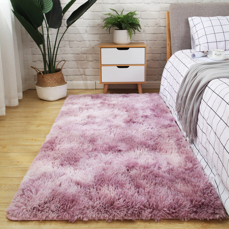 Western Plain Rug Multi-Colored Faux Wool Indoor Rug Washable Anti-Slip Backing Area Carpet for Bedroom Light Purple Clearhalo 'Area Rug' 'Casual' 'Rugs' Rug' 2208674