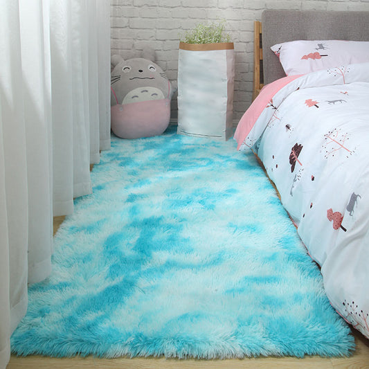 Western Plain Rug Multi-Colored Faux Wool Indoor Rug Washable Anti-Slip Backing Area Carpet for Bedroom Sky Blue Clearhalo 'Area Rug' 'Casual' 'Rugs' Rug' 2208676