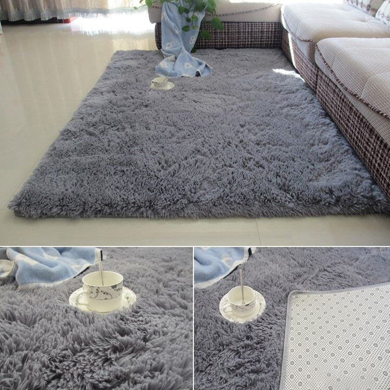 Multi Colored Modern Rug Shag Solid Color Carpet Pet Friendly Non-Slip Area Rug for Home Decor Silver Gray Clearhalo 'Area Rug' 'Casual' 'Rugs' Rug' 2208690