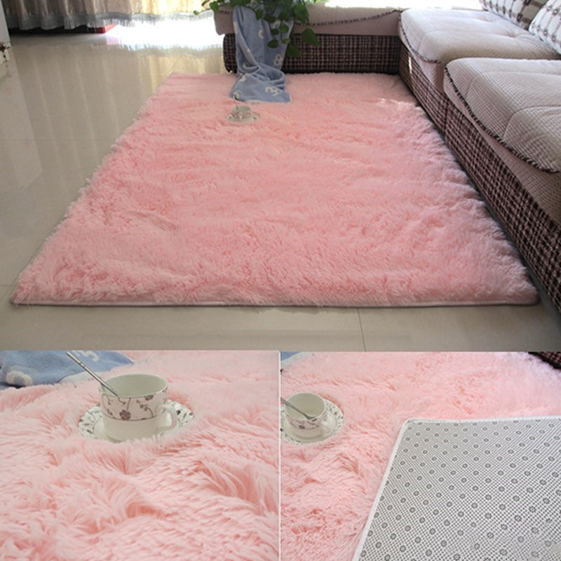 Multi Colored Modern Rug Shag Solid Color Carpet Pet Friendly Non-Slip Area Rug for Home Decor Pink Clearhalo 'Area Rug' 'Casual' 'Rugs' Rug' 2208692