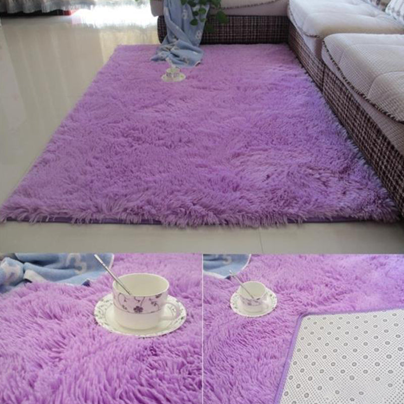 Multi Colored Modern Rug Shag Solid Color Carpet Pet Friendly Non-Slip Area Rug for Home Decor Purple Clearhalo 'Area Rug' 'Casual' 'Rugs' Rug' 2208704