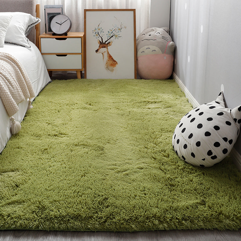 Comfort Bedroom Rug Multi-Colored Plain Area Carpet Faux Fur Anti-Slip Backing Washable Indoor Rug Green Clearhalo 'Area Rug' 'Casual' 'Rugs' Rug' 2208711