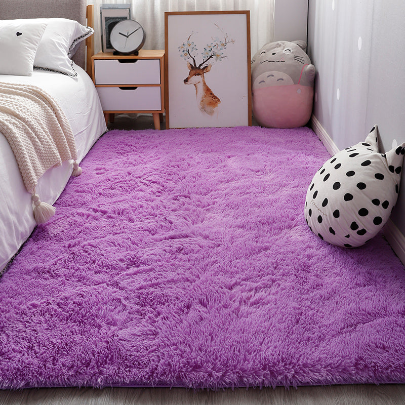 Comfort Bedroom Rug Multi-Colored Plain Area Carpet Faux Fur Anti-Slip Backing Washable Indoor Rug Purple Clearhalo 'Area Rug' 'Casual' 'Rugs' Rug' 2208718