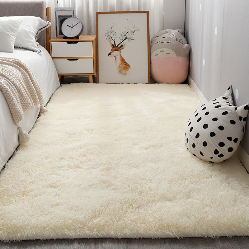 Comfort Bedroom Rug Multi-Colored Plain Area Carpet Faux Fur Anti-Slip Backing Washable Indoor Rug Beige Clearhalo 'Area Rug' 'Casual' 'Rugs' Rug' 2208719