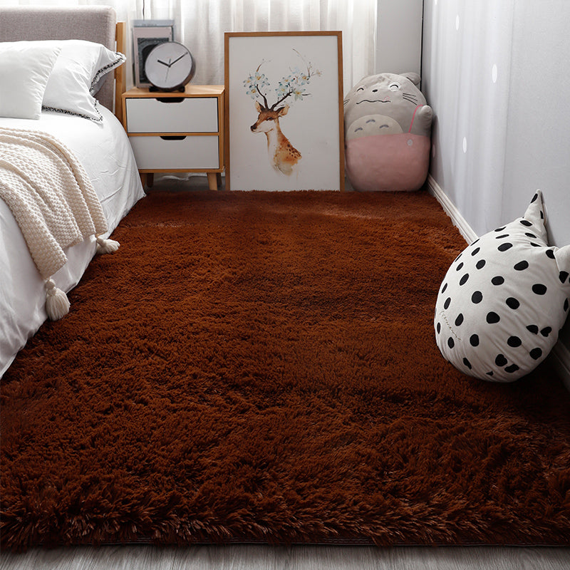 Comfort Bedroom Rug Multi-Colored Plain Area Carpet Faux Fur Anti-Slip Backing Washable Indoor Rug Coffee Clearhalo 'Area Rug' 'Casual' 'Rugs' Rug' 2208722