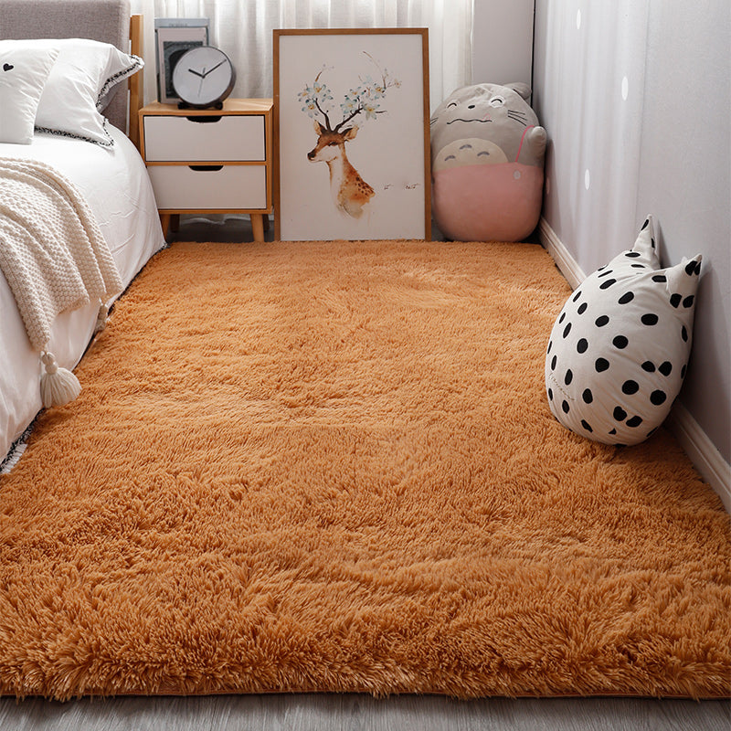 Comfort Bedroom Rug Multi-Colored Plain Area Carpet Faux Fur Anti-Slip Backing Washable Indoor Rug Khaki Clearhalo 'Area Rug' 'Casual' 'Rugs' Rug' 2208725