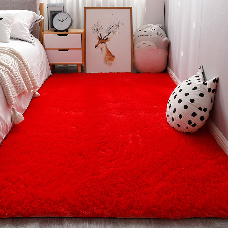 Comfort Bedroom Rug Multi-Colored Plain Area Carpet Faux Fur Anti-Slip Backing Washable Indoor Rug Red Clearhalo 'Area Rug' 'Casual' 'Rugs' Rug' 2208726