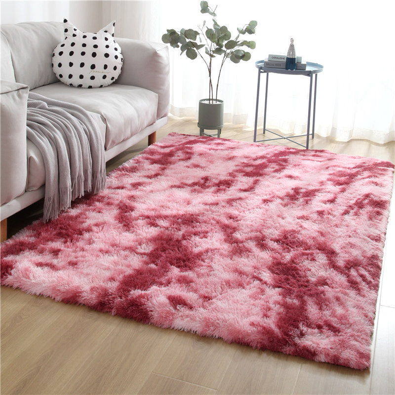 Minimalist Plain Rug Multi Color Faux Fur Indoor Rug Machine Washable Anti-Slip Carpet for Living Room Rose Red Clearhalo 'Area Rug' 'Casual' 'Rugs' Rug' 2208731
