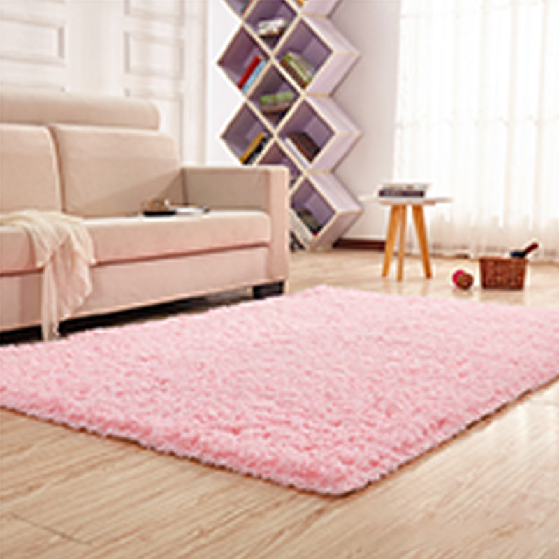 Minimalist Plain Rug Multi Color Faux Fur Indoor Rug Machine Washable Anti-Slip Carpet for Living Room Pink Clearhalo 'Area Rug' 'Casual' 'Rugs' Rug' 2208736