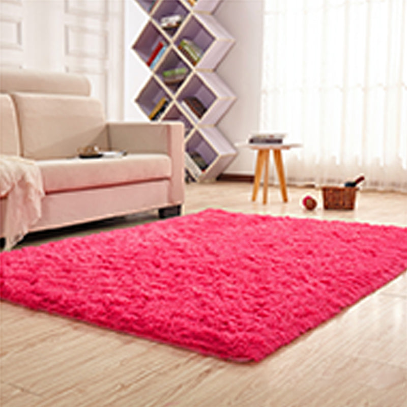 Minimalist Plain Rug Multi Color Faux Fur Indoor Rug Machine Washable Anti-Slip Carpet for Living Room Light Rose Red Clearhalo 'Area Rug' 'Casual' 'Rugs' Rug' 2208738