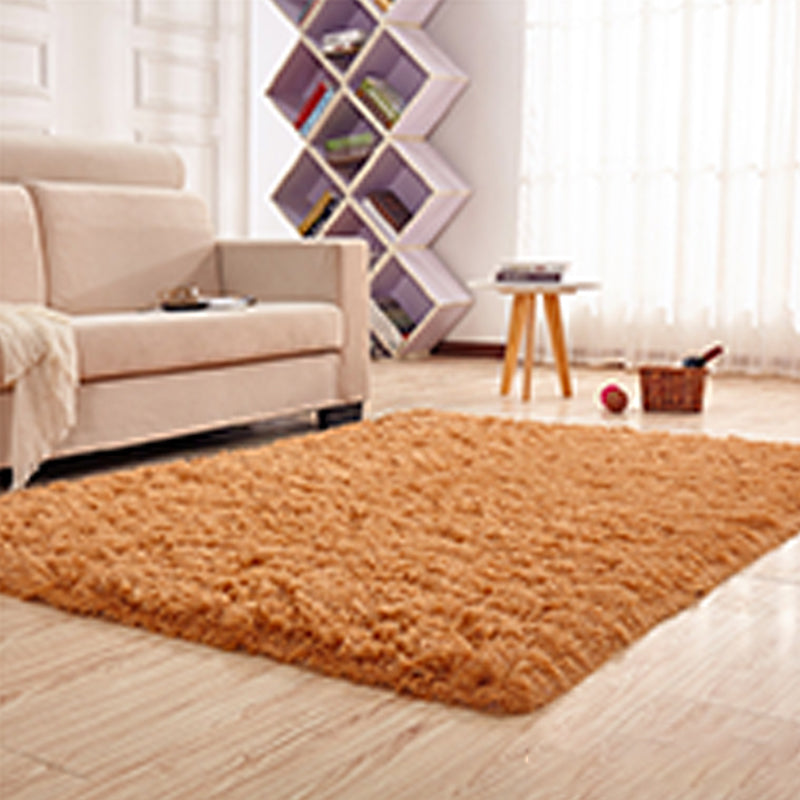 Minimalist Plain Rug Multi Color Faux Fur Indoor Rug Machine Washable Anti-Slip Carpet for Living Room Dark Khaki Clearhalo 'Area Rug' 'Casual' 'Rugs' Rug' 2208743