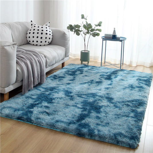 Minimalist Plain Rug Multi Color Faux Fur Indoor Rug Machine Washable Anti-Slip Carpet for Living Room Peacock Blue Clearhalo 'Area Rug' 'Casual' 'Rugs' Rug' 2208744