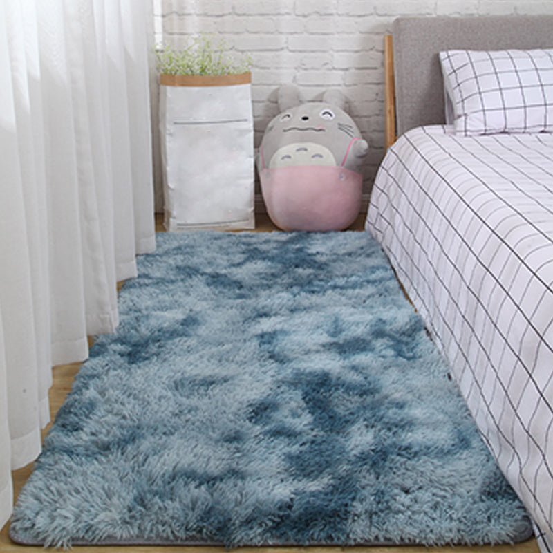 Multi-Colored Solid Color Rug Shag Relaxing Area Carpet Non-Slip Backing Washable Rug for Bedroom Peacock Blue Clearhalo 'Area Rug' 'Casual' 'Rugs' Rug' 2208753