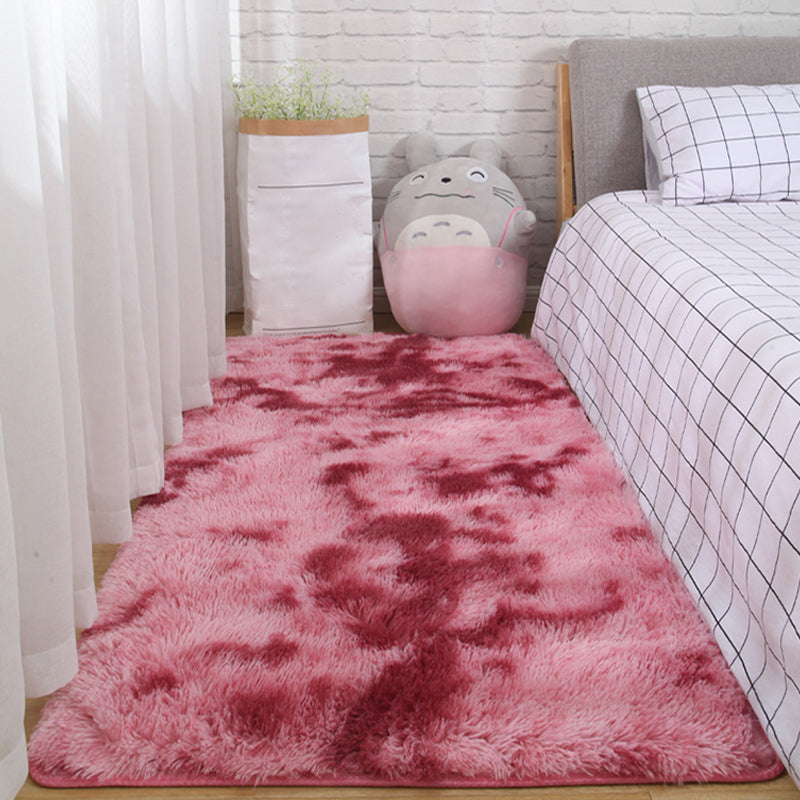 Multi-Colored Solid Color Rug Shag Relaxing Area Carpet Non-Slip Backing Washable Rug for Bedroom Dark Red Clearhalo 'Area Rug' 'Casual' 'Rugs' Rug' 2208757
