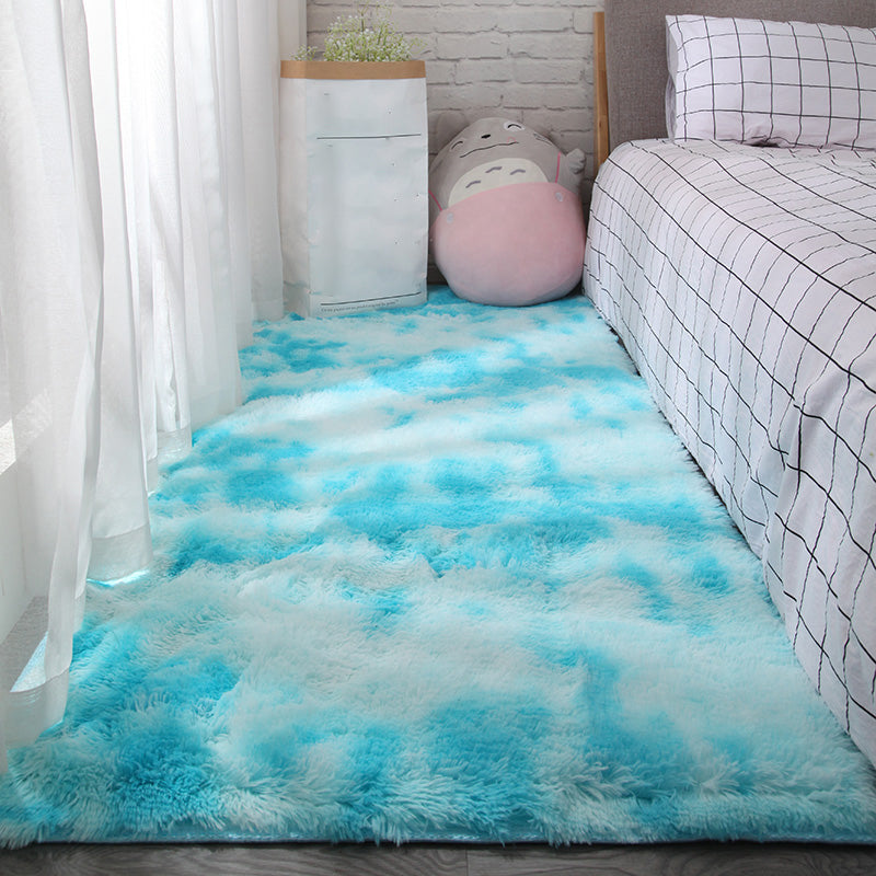 Multi-Colored Solid Color Rug Shag Relaxing Area Carpet Non-Slip Backing Washable Rug for Bedroom Sky Blue Clearhalo 'Area Rug' 'Casual' 'Rugs' Rug' 2208762