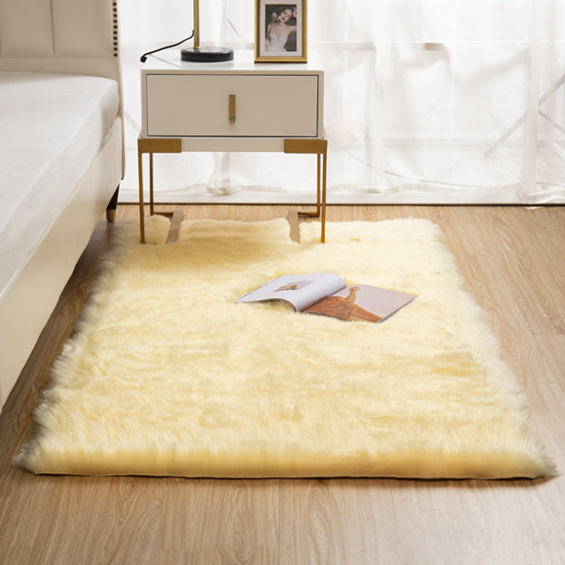 Natural Solid Color Rug Multi Color Fluffy Carpet Easy Care Machine Washable Area Rug for Bedroom Yellow Clearhalo 'Area Rug' 'Casual' 'Rugs' Rug' 2208776