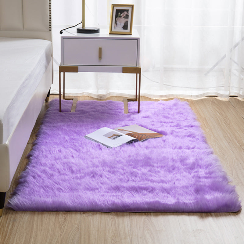 Natural Solid Color Rug Multi Color Fluffy Carpet Easy Care Machine Washable Area Rug for Bedroom Light Purple Clearhalo 'Area Rug' 'Casual' 'Rugs' Rug' 2208777