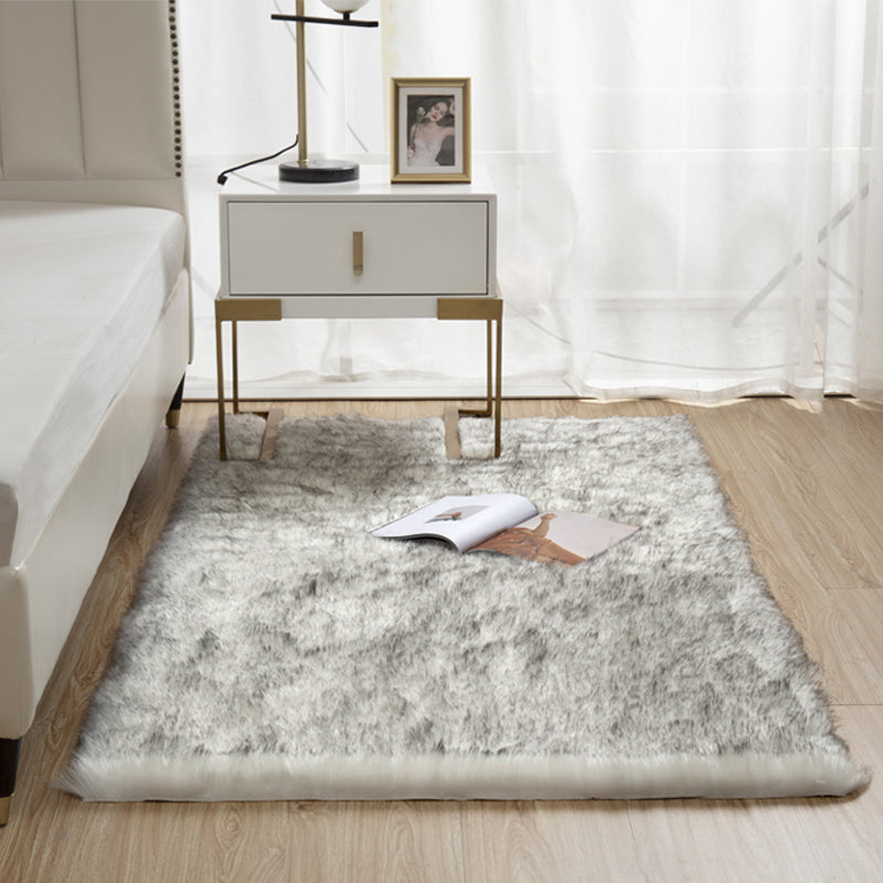 Natural Solid Color Rug Multi Color Fluffy Carpet Easy Care Machine Washable Area Rug for Bedroom White-Gray Clearhalo 'Area Rug' 'Casual' 'Rugs' Rug' 2208780