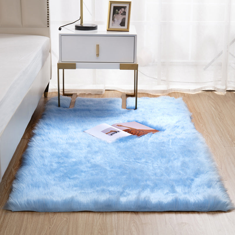 Natural Solid Color Rug Multi Color Fluffy Carpet Easy Care Machine Washable Area Rug for Bedroom Light Blue Clearhalo 'Area Rug' 'Casual' 'Rugs' Rug' 2208785