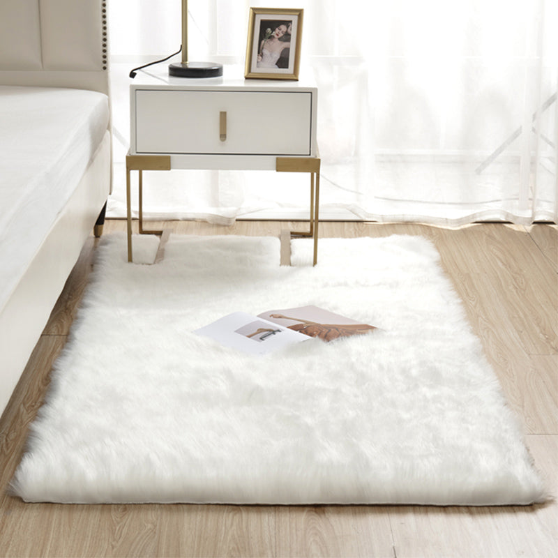 Natural Solid Color Rug Multi Color Fluffy Carpet Easy Care Machine Washable Area Rug for Bedroom White Clearhalo 'Area Rug' 'Casual' 'Rugs' Rug' 2208790