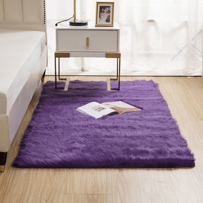 Natural Solid Color Rug Multi Color Fluffy Carpet Easy Care Machine Washable Area Rug for Bedroom Purple Clearhalo 'Area Rug' 'Casual' 'Rugs' Rug' 2208792