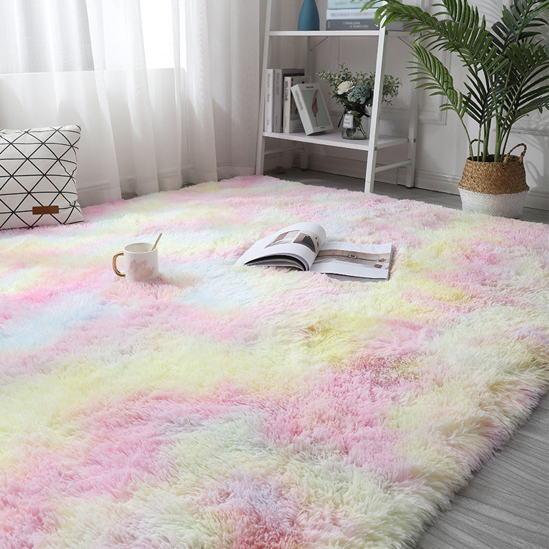 Casual Home Decor Rug Multi Colored Plain Area Rug Faux Fur Non-Slip Backing Easy Care Carpet Pink-Yellow Clearhalo 'Area Rug' 'Casual' 'Rugs' Rug' 2208811