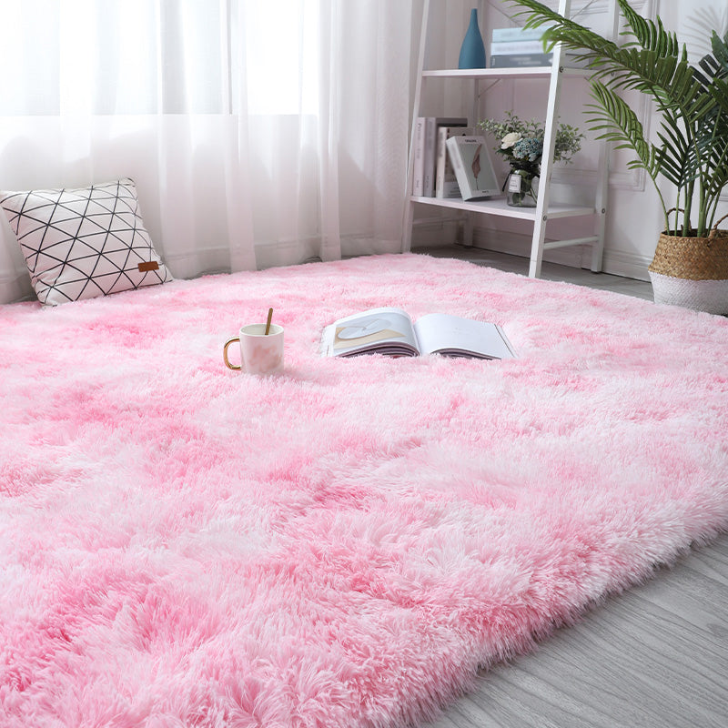 Casual Home Decor Rug Multi Colored Plain Area Rug Faux Fur Non-Slip Backing Easy Care Carpet Pink Clearhalo 'Area Rug' 'Casual' 'Rugs' Rug' 2208816
