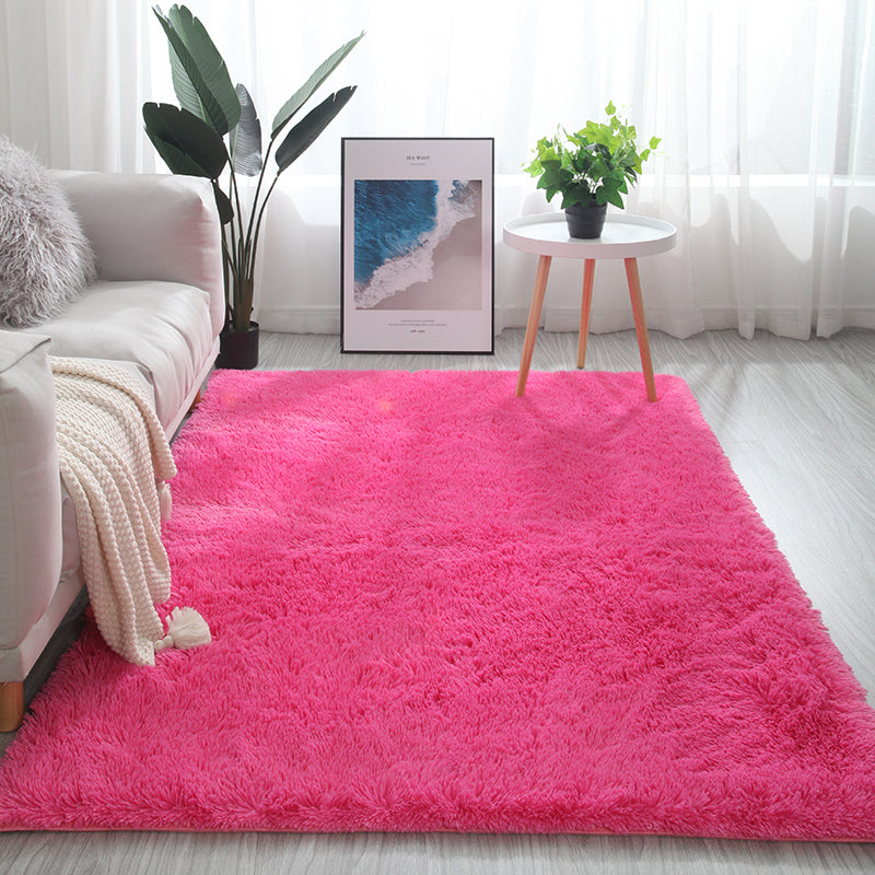 Multi Color Decoration Rug Nordic Plain Indoor Rug Faux Fur Anti-Slip Backing Washable Carpet Rose Red Clearhalo 'Area Rug' 'Casual' 'Rugs' Rug' 2208883