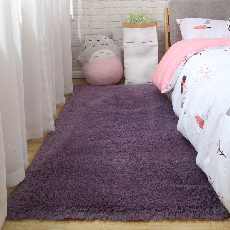 Simple Modern Rug Multi-Color Solid Color Carpet Non-Slip Backing Easy Care Area Rug for Bedroom Gray-Purple Clearhalo 'Area Rug' 'Casual' 'Rugs' Rug' 2208905